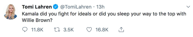 Illustration for article titled Warped Flip-Flop Tomi Lahren Apologizes for Tweeting Sen. Kamala Harris Slept Her Way to the Top
